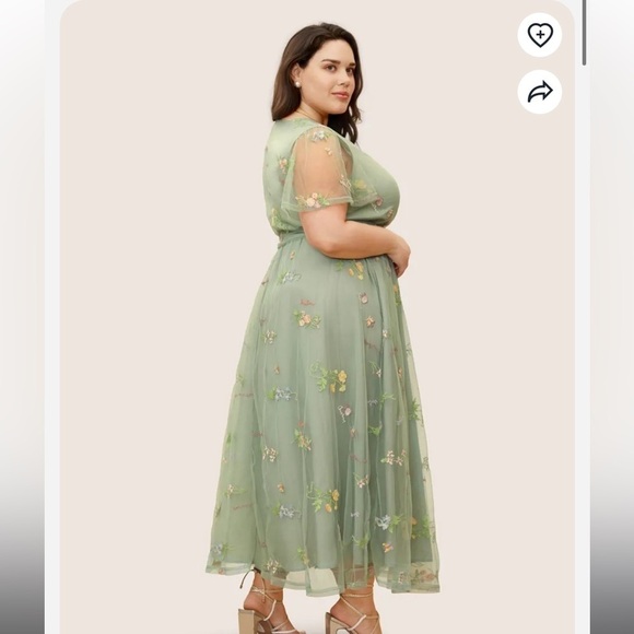 BloomChic Plus Size 3XL Overlap Collar Mesh Floral Embroidered Party Dress us22 - Picture 2 of 7